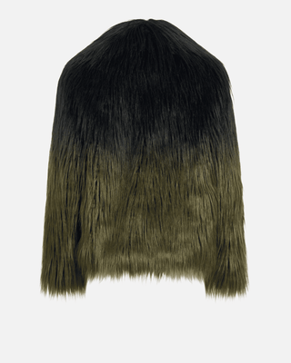 Biella Dip Dye Fur Coat in Black-Green