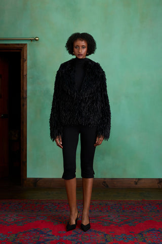 Black Short Faux Fur Coat by Charlotte Muse