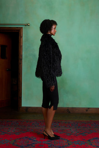 Black Short Faux Fur Coat by Charlotte Muse