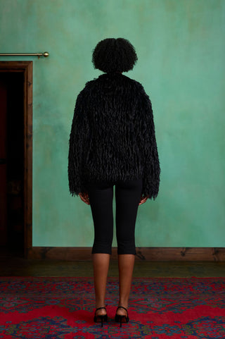 Black Short Faux Fur Coat by Charlotte Muse